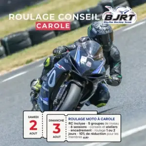 pilote moto sur le circuit de carole pour le week-end de roulage moto en aout 2025